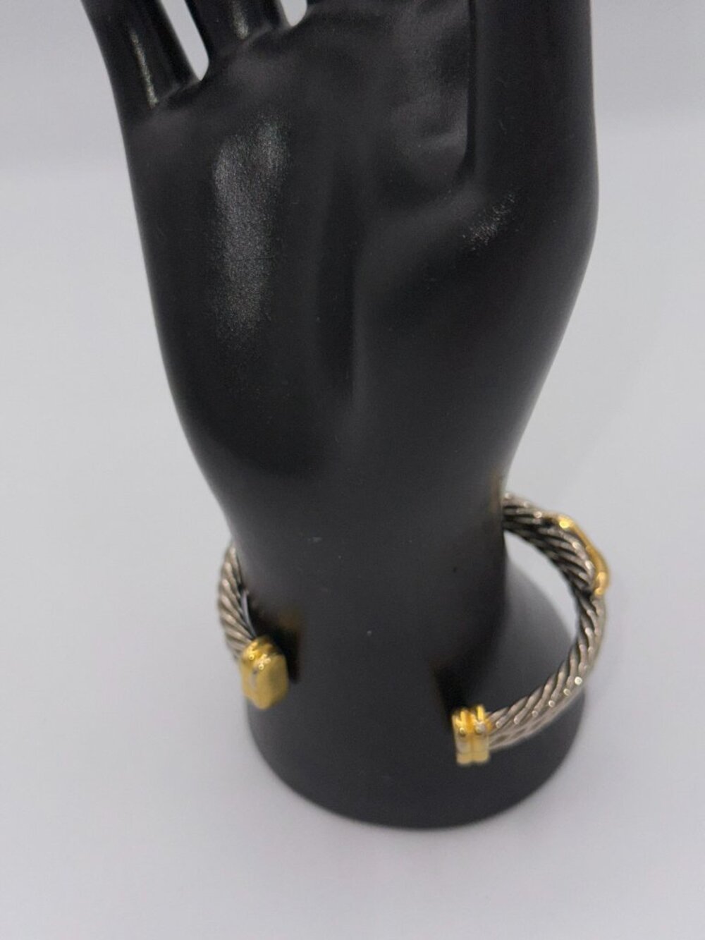 Silver & Gold Tone Cable Cuff Bracelet Twisted Wire Statement Bangle - Picture 8 of 11